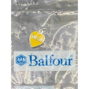 1988 Beta Sigma Phi Balfour Charm Silver and Yellow Enamel - Vintage